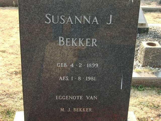 BEKKER Susanna J. 1899-1981