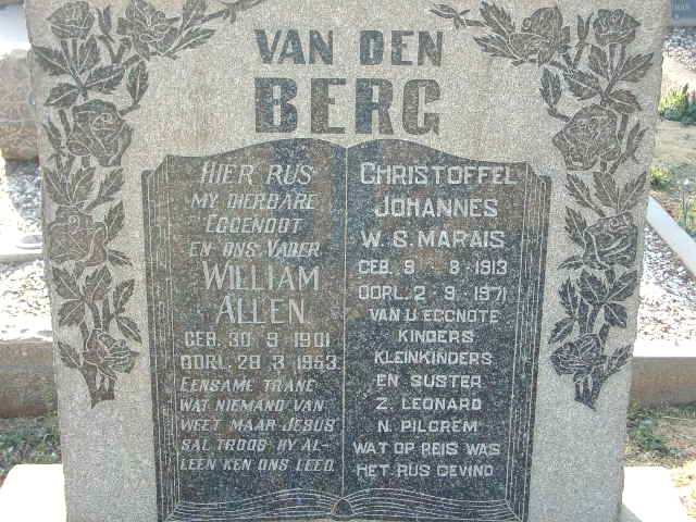 BERG William Allen, van den 1901-1953 :: MARAIS Christoffel Johannes W.S. 1913-1971