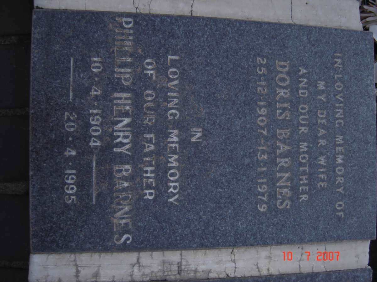 BARNES Phillip Henry 1904-1995 &amp; Doris 1907-1979