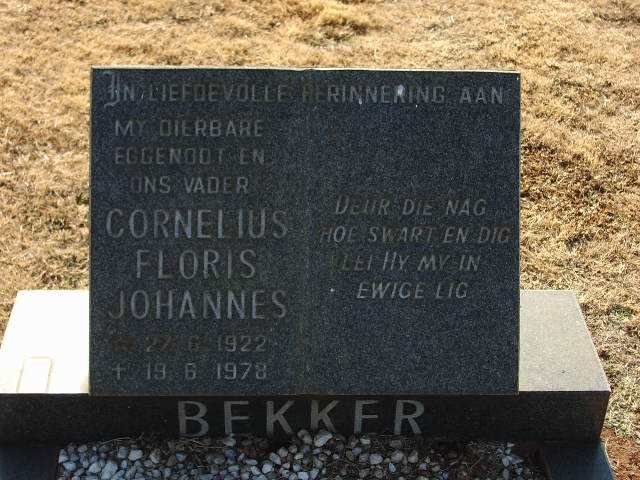 BEKKER Cornelius Floris Johannes 1922-1978