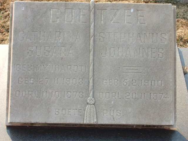 COETZEE Stephanus Johannes 1900-1974 &amp; Catharina Susara MYNHARDT 1903-1973