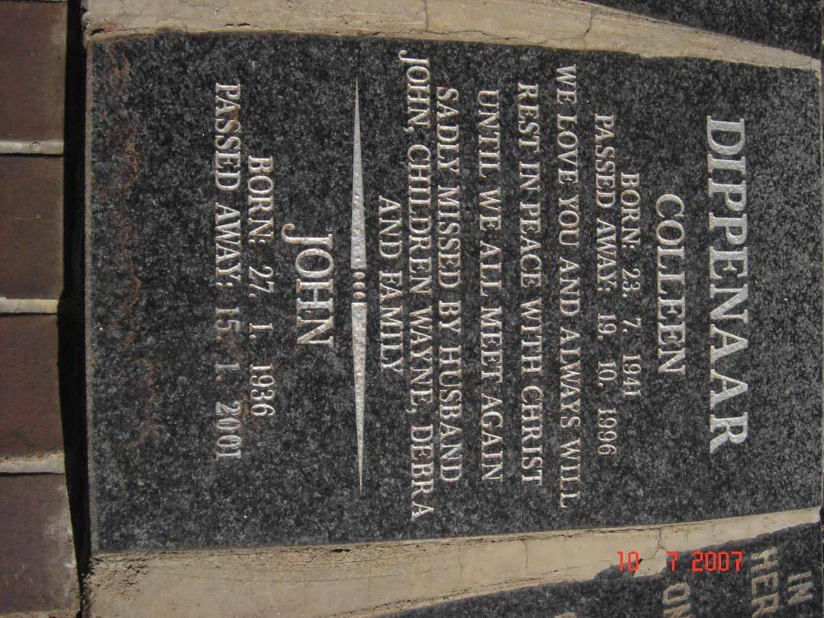 DIPPENAAR John 1936-2001 &amp; Colleen 1941-1996