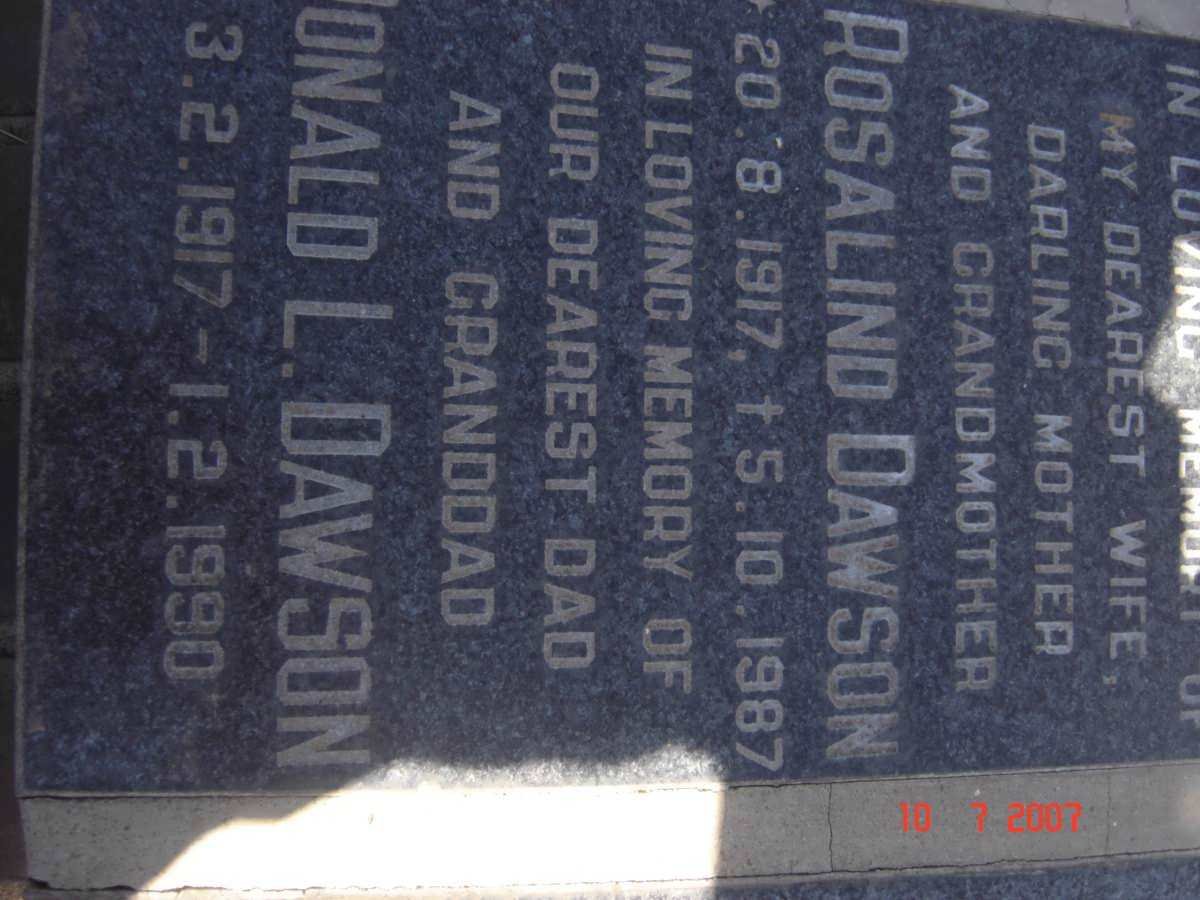 DAWSON Donald L. 1917-1990 &amp; Rosalind 1917-1987