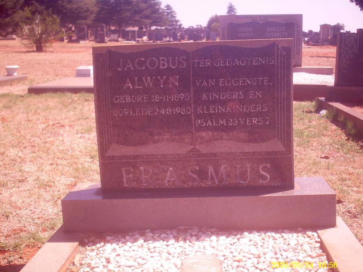 ERASMUS Jacobus Alwyn 1890-1980