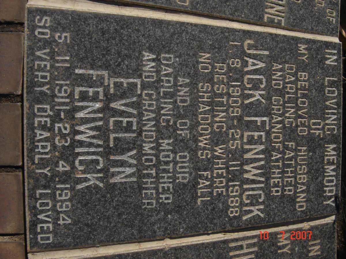 FENWICK Jack 1909-1988 &amp; Evelyn 1911-1994