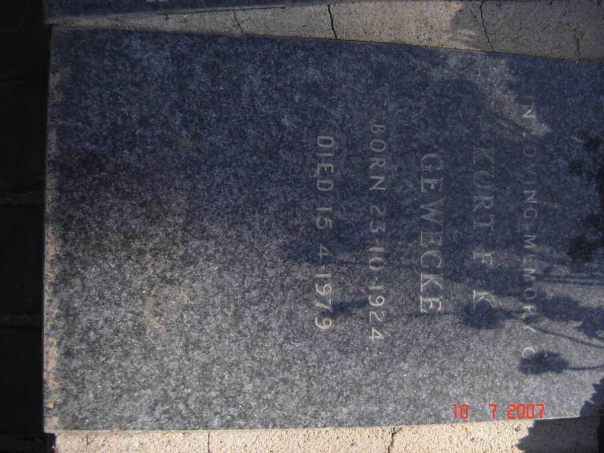 GEWECKE Kurt F.K. 1924-1979