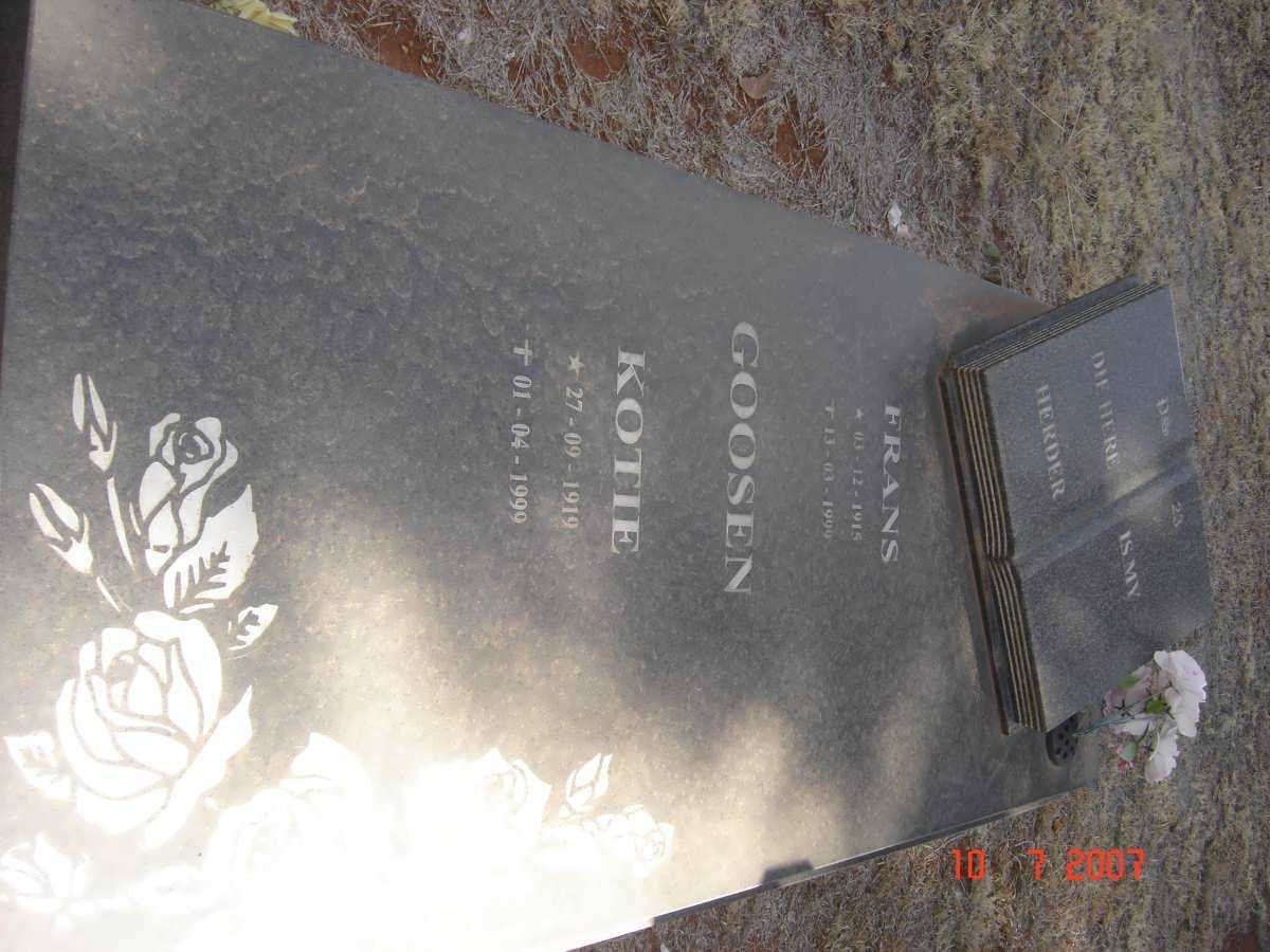 GOOSEN Frans 1915-1999 &amp; Kotie 1919-1999