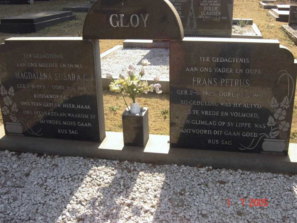 GLOY Frans Petrus 1925-1980 &amp; Magdalena Susara G.J. 1931-1980