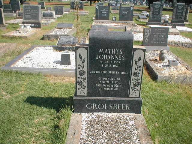 GROESBEEK Mathys Johannes 1957-1971