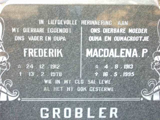 GROBLER Frederik 1912-1978 &amp; Magdalena P. 1913-1995