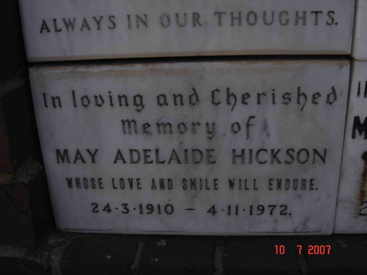 HICKSON May Adelaide 1910-1972