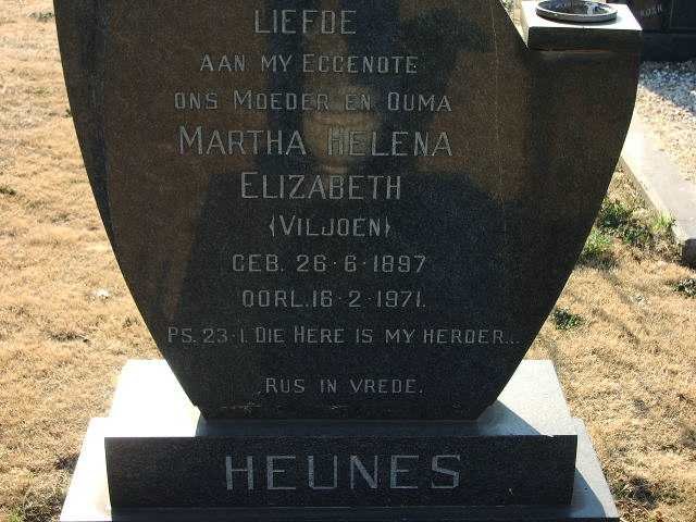 HEUNES Martha Helena Elizabeth geb. VILJOEN 1897-1971