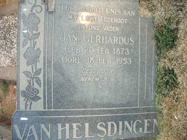HELSDINGEN Jan Gerhardus, van 1873-1953