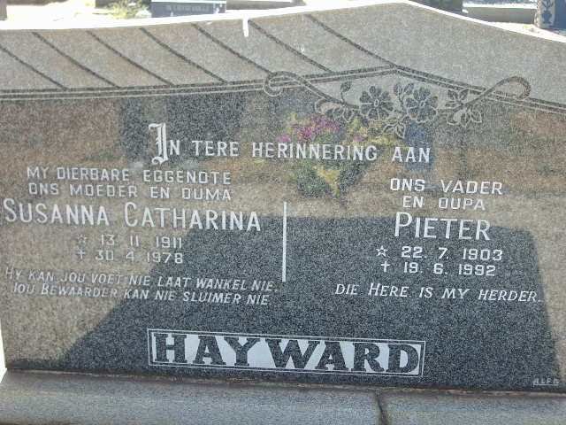 HAYWARD Pieter 1903-1992 &amp; Susanna Catharina 1911-1978