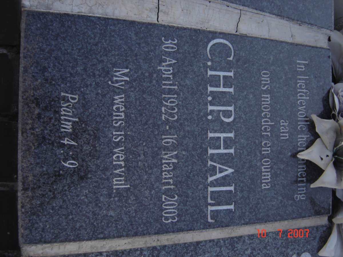 HALL C.H.P. 1922-2003