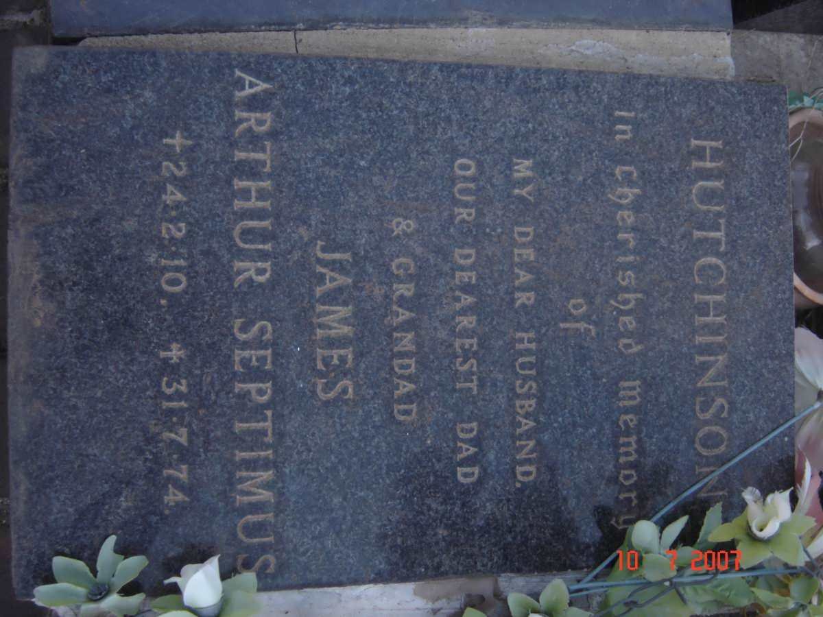 HUTCHINSON James Arthur Septimus 1910-1974