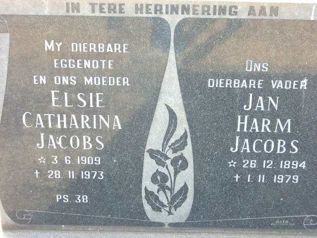 JACOBS Jan Harm 1894-1979 &amp; Elsie Catharina 1909-1973