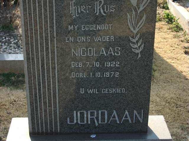 JORDAAN Nicolaas 1922-1972
