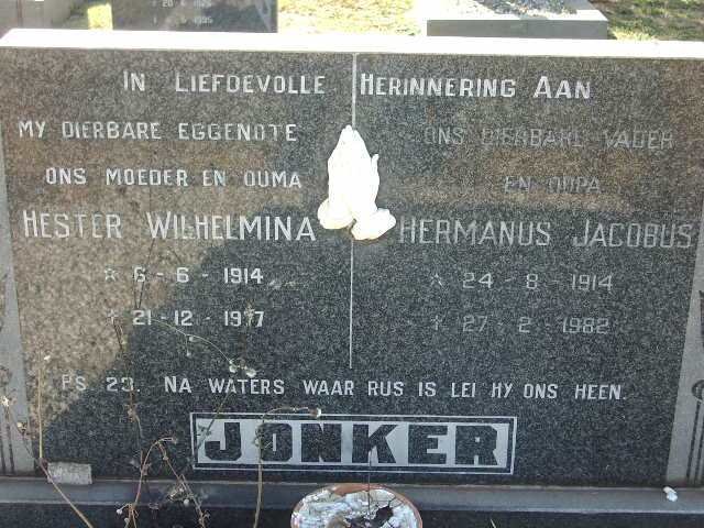JONKER Hermanus Jacobus 1914-1982 &amp; Hester Wilhelmina 1914-19?7