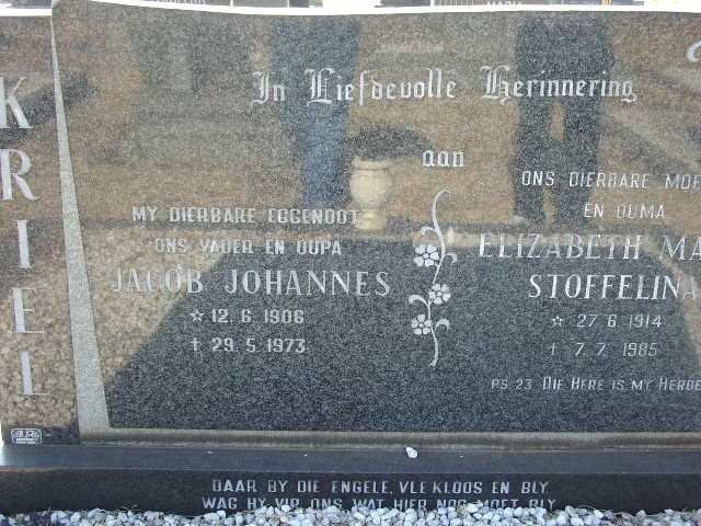 KRIEL Jacob Johannes 1906-1973 &amp; Elizabeth M. Stoffelina 1914-1985