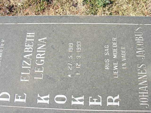 KOKER Johannes Jacobus, de &amp; Elizabeth Legrina 1919-1993