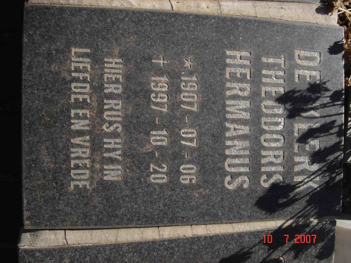 KLERK Theodoris Hermanus, de 1907-1997