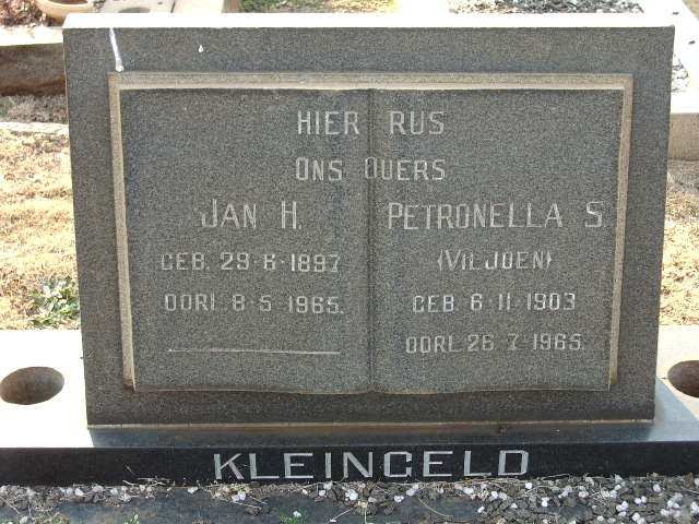KLEINGELD Jan H. 1897-1965 &amp; Petronella S. VILJOEN 1903-1965