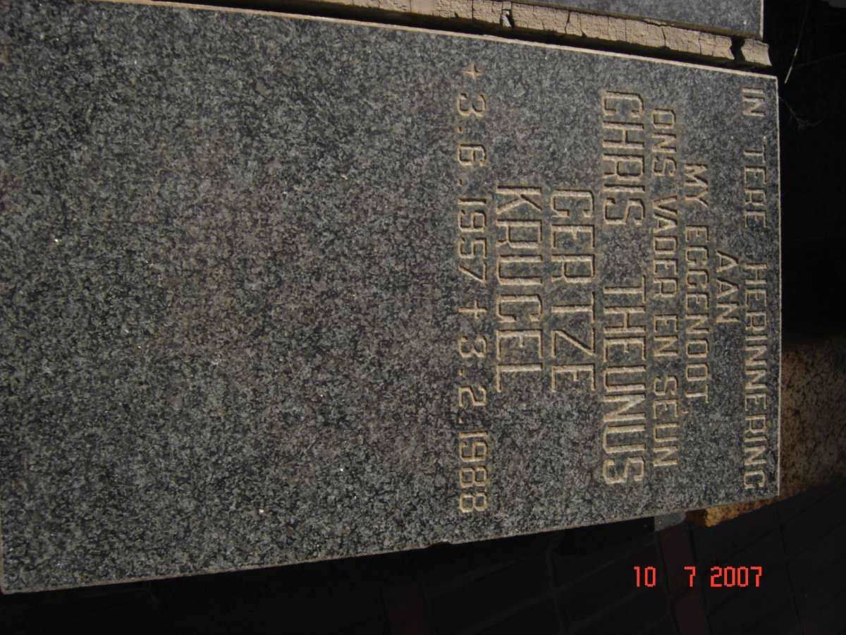 KRUGEL Chris Theunis Gertze 1957-1988