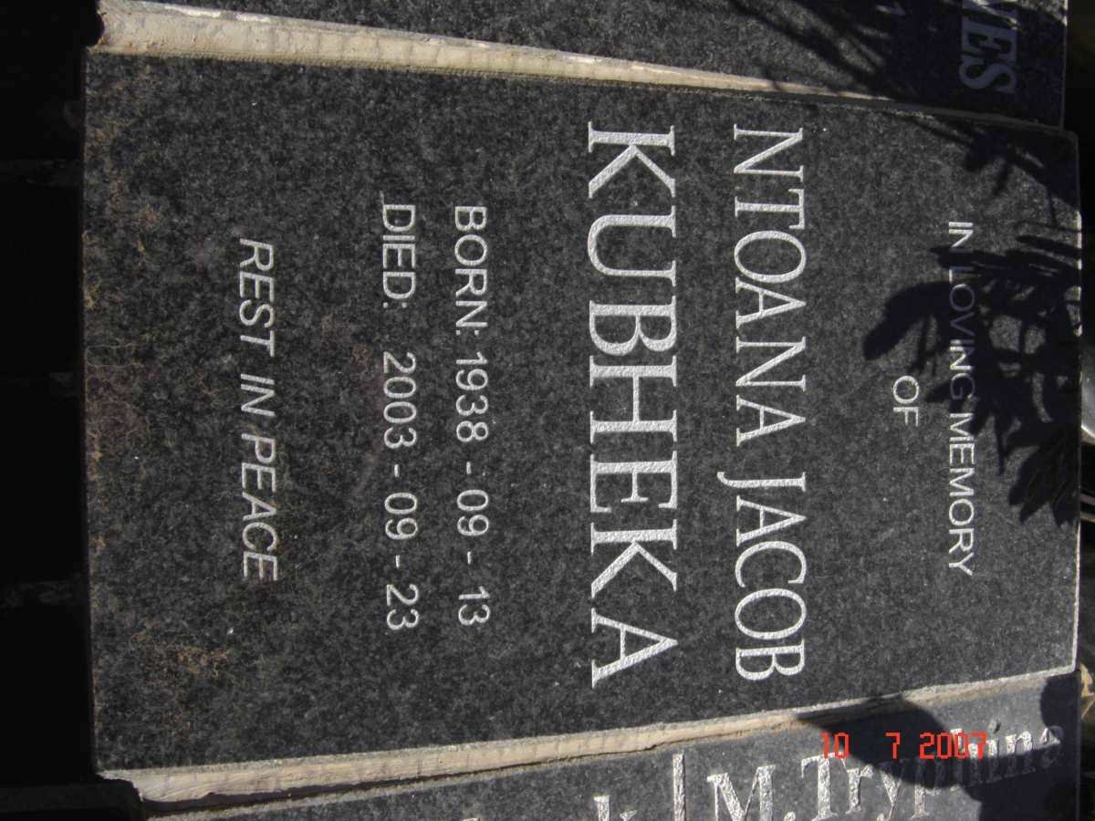 KUBHEKA Ntoana Jacob 1938-2003