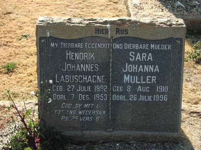 LABUSCHAGNE Hendrik Johannes 1892-1953 &amp; Sara Johanna MULLER 1910-1996