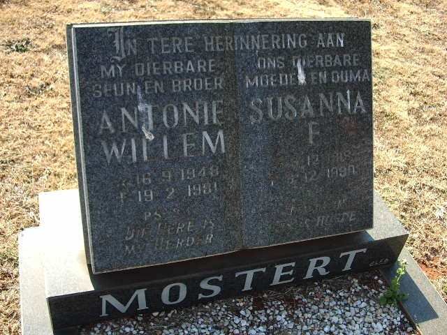 MOSTERT Antonie Willem 1948-1981 &amp; Susanna P. -1990