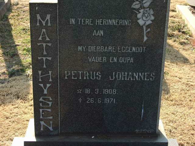 MATTHYSEN Petrus Johannes 1908-1971