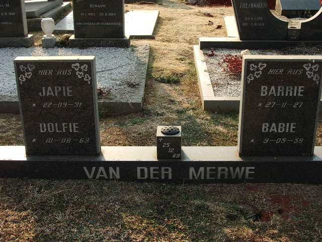 MERWE Japie, van der 1931-1969 :: VAN DER MERWE Dolfie 1963-1969 :: V.D. MERWE Barrie 1927-1969 :: VAN DER MERWE Babie 1959-1969