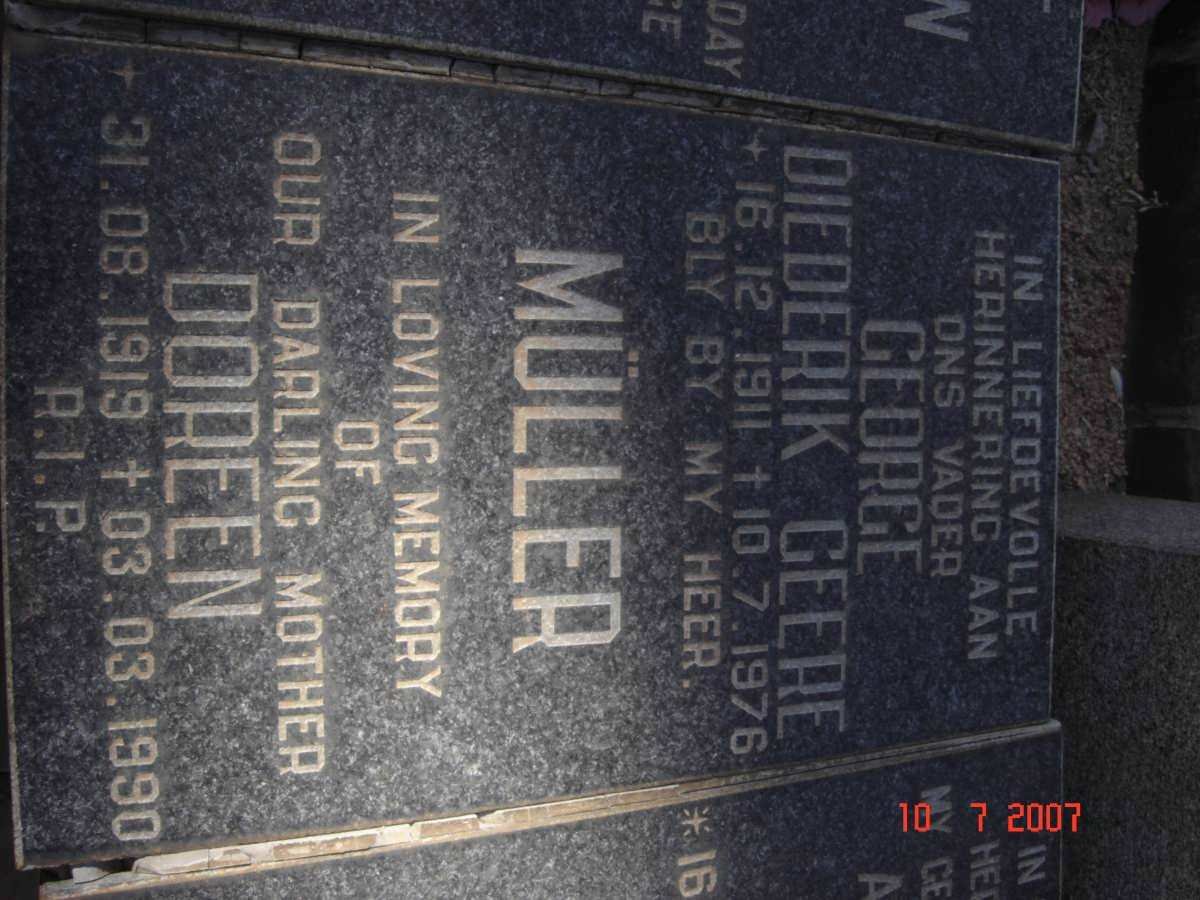 MULLER George Diederik Geere 1911-1976 &amp; Doreen 1919-1990