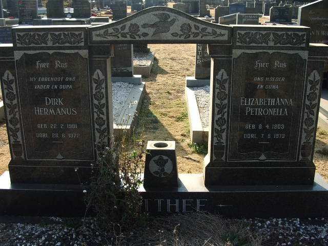 MATTHEE Dirk Hermanus 1901-1972 &amp; Elizabeth Anna Petronella 1903-1973