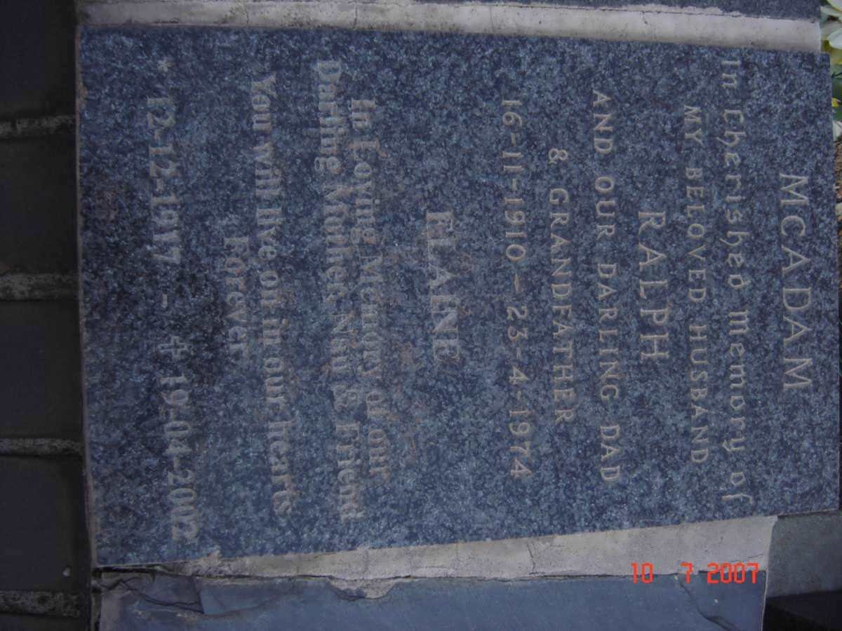McADAM Ralph 1910-1974 &amp; Elaine 1917-2002