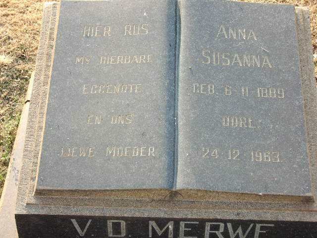 MERWE Anna Susanna, van der 1889-1963
