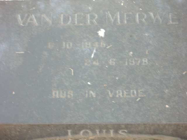 MERWE Louis, van der 1946-1978