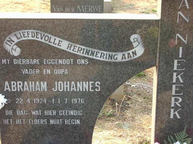 NIEKERK Abraham Johannes, van 1924-1976
