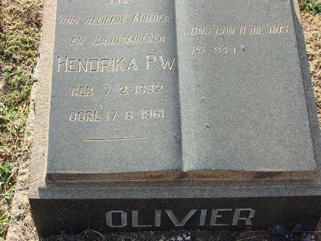 OLIVIER Hendrika P.W. 1892-1961
