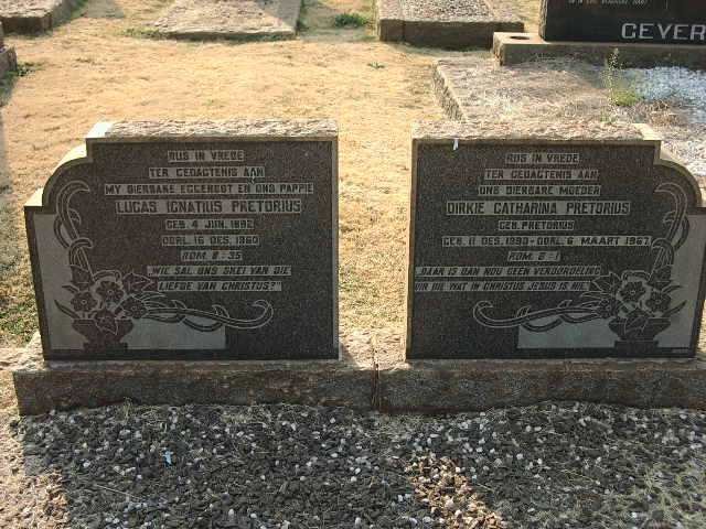 PRETORIUS Lucas Ignatius 1892-1960 &amp; Dirkie Catharina 1890-1967
