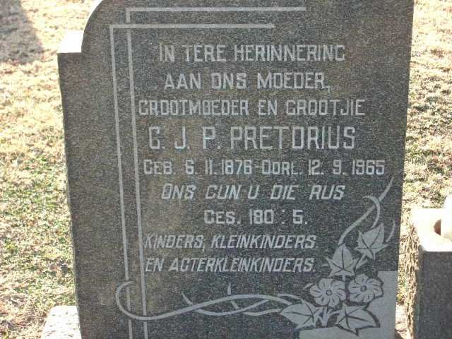 PRETORIUS G.J.P. 1876-1965