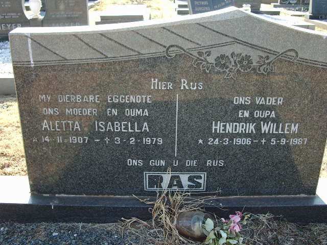 RAS Hendrik Willem 1906-1987 &amp; Aletta Isabella 1907-1979