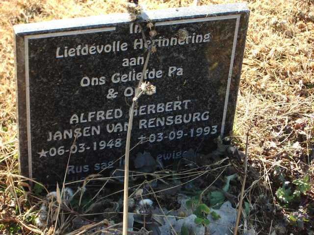 RENSBURG Alfred Cornelius, Jansen van 1948-1993
