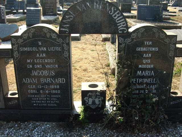 RENSBURG Jacobus Adam Barnard, Janse van 1898-1960 &amp; Maria Petronella LAAS 1896-???