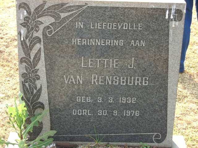 RENSBURG Lettie J., van 1932-1976