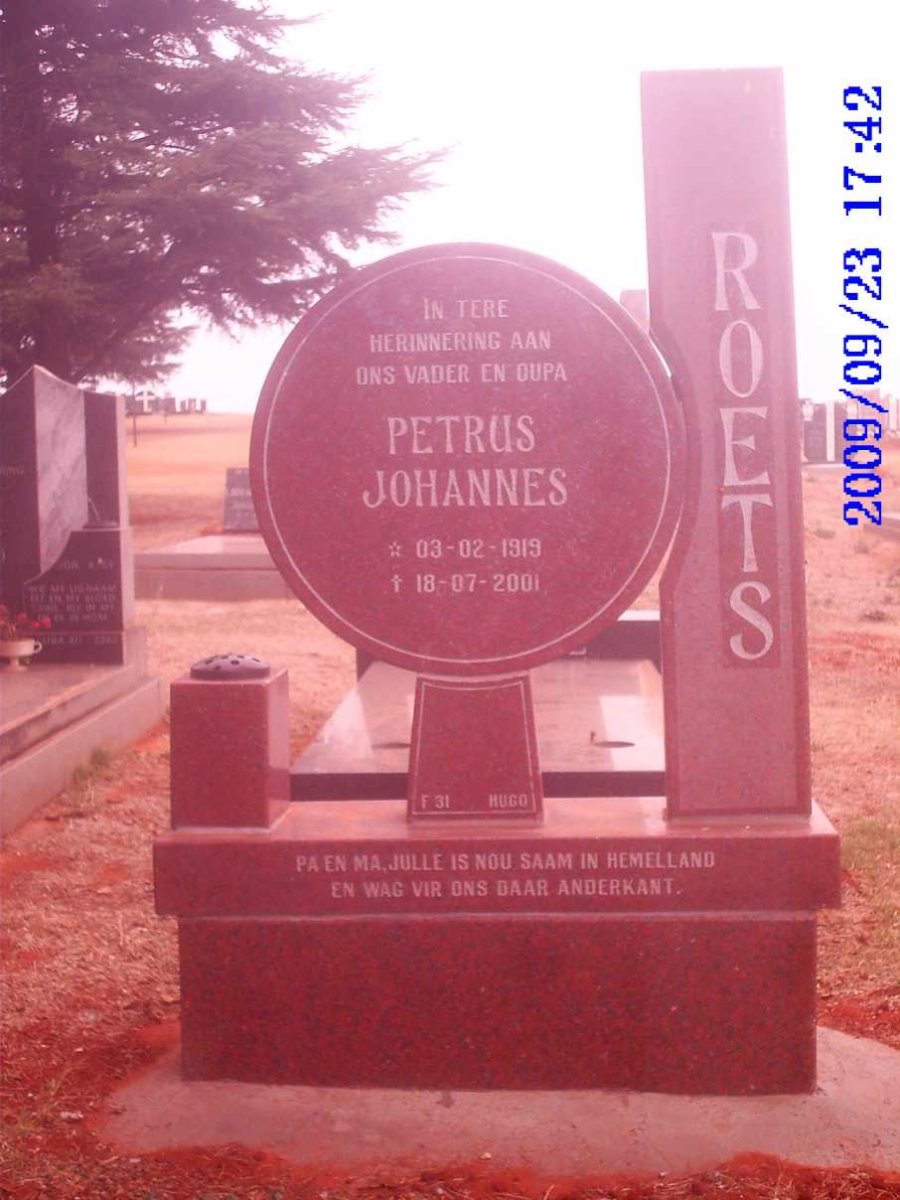 ROETS Petrus Johannes 1919-2001