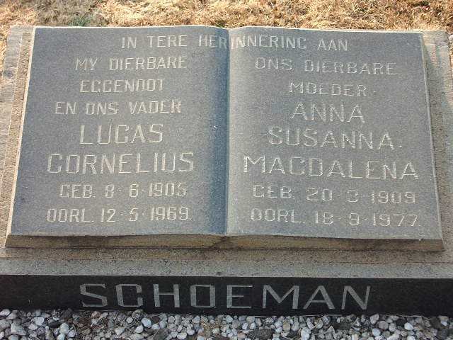 SCHOEMAN Lucas Cornelius 1905-1969 &amp; Anna Susanna Magdalena 1909-1977