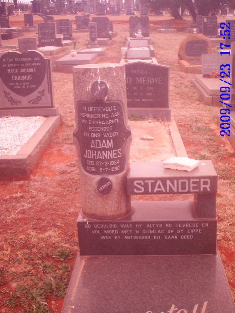STANDER Adam Johannes 1934-1980