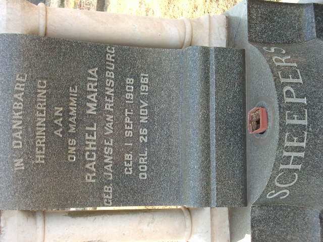 SCHEEPERS Rachel Maria nee JANSE VAN RENSBURG 1908-1961